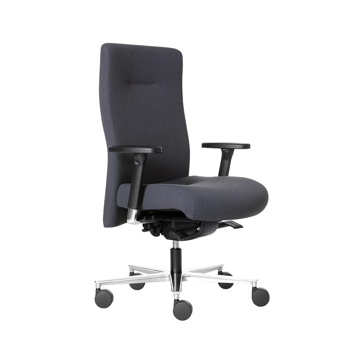 ROVO Bürostuhl SUMO 8020 S7, mit Armlehnen, Synchronmechanik, bis 200 kg, Muldensitz, Vollpolster-Rückenlehne, anthrazit/alusilber