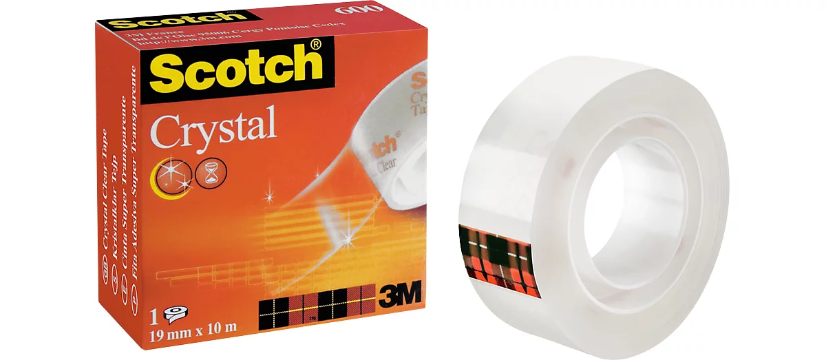 Ruban transparent Scotch® Crystal, 19 mm x 7,5 m, 1 rouleau sur dévidoir  manuel/paquet