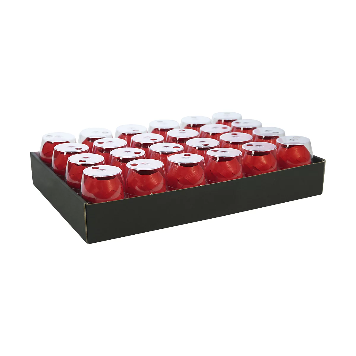 Ruban cadeau CLAIREFONTAINE, L 10 m x l 7 mm, polypropylène, mat, rouge, 24 pelotes d'œufs