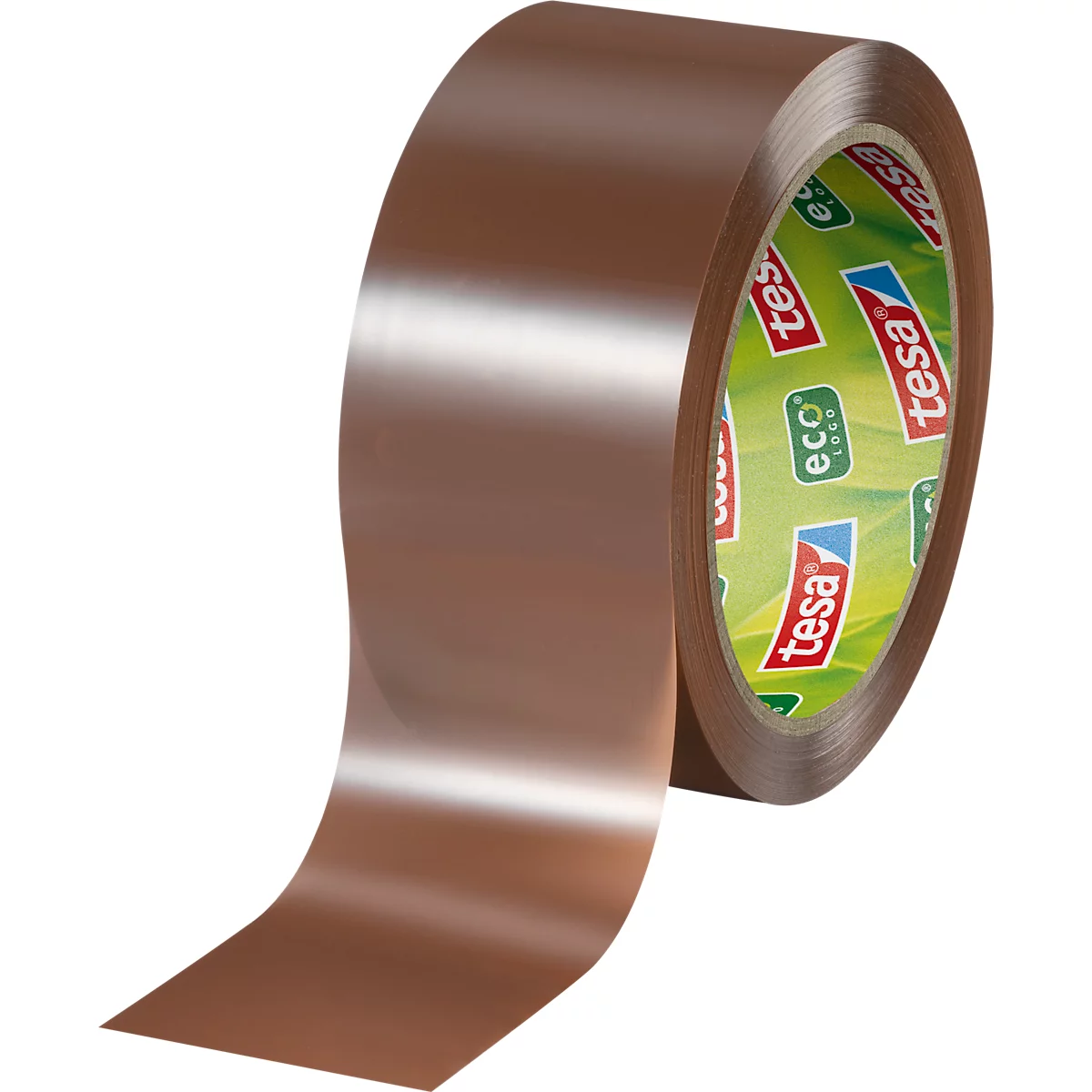 Ruban d'emballage tesapack® Eco &amp; Ultra Strong EcoLogo® 58297, adhérence extra-forte, pour paquets jusqu'à 30 kg, indéchirable, résistant aux UV, 90 % PCR-PET, marron, L 66 m x l 50 mm