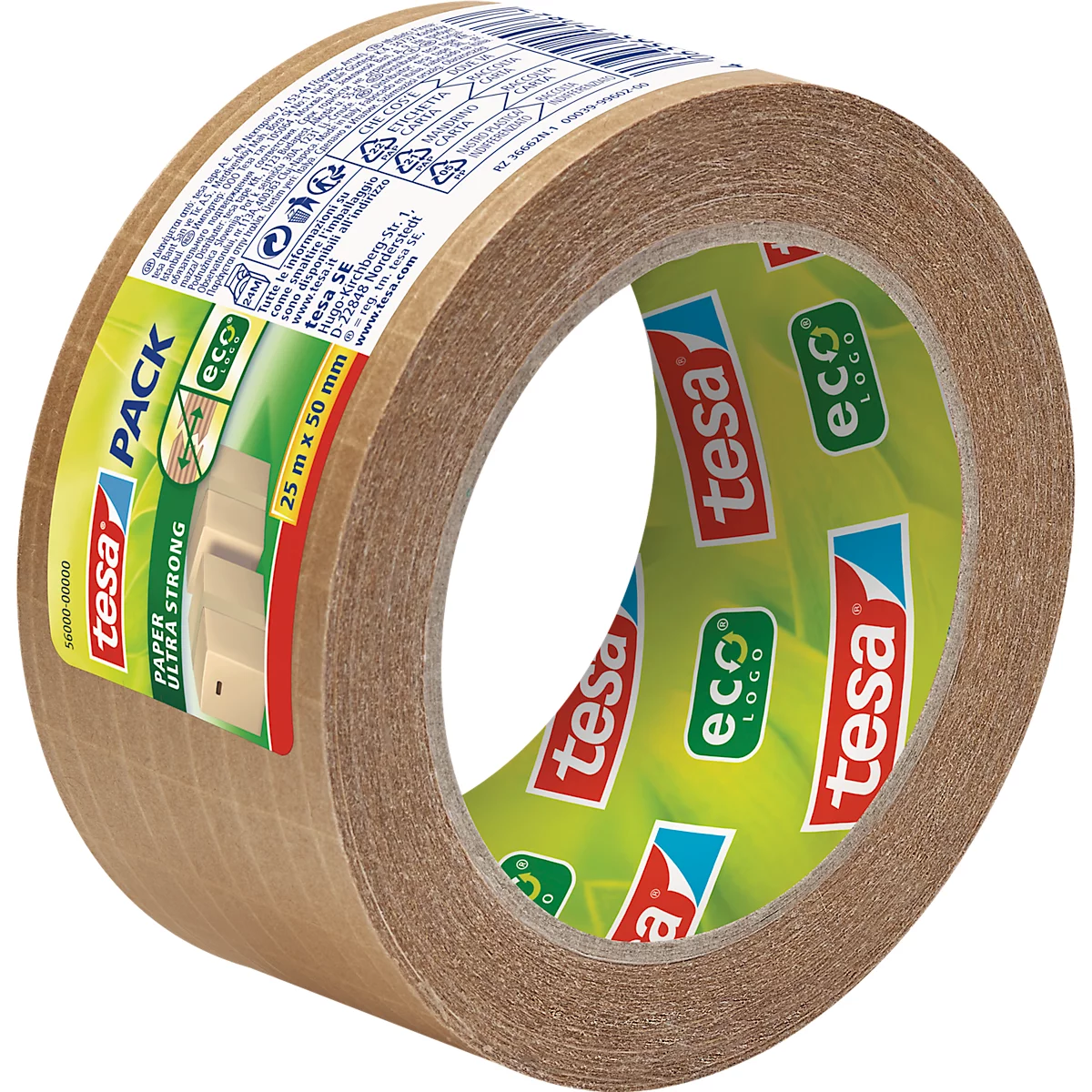 Ruban d'emballage tesapack® PAPER ULTRA STRONG ecoLogo® 56000, adhérence extra-forte, pour paquets jusqu'à 30 kg, résistant à la déchirure, sans solvant, recyclable, papier kraft