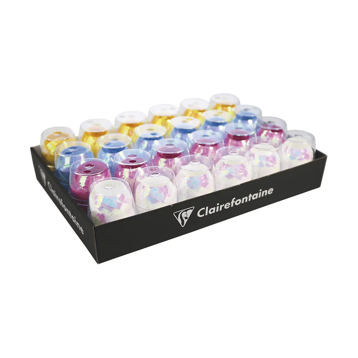 Rubans cadeaux Clairefontaine Licorne, 24 pcs, 10m x 7mm, irisé, nacré, couleurs assorties