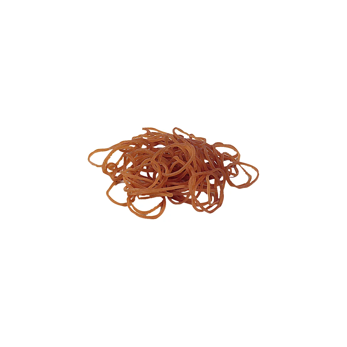 Pile of brown rubber bands intertwined.