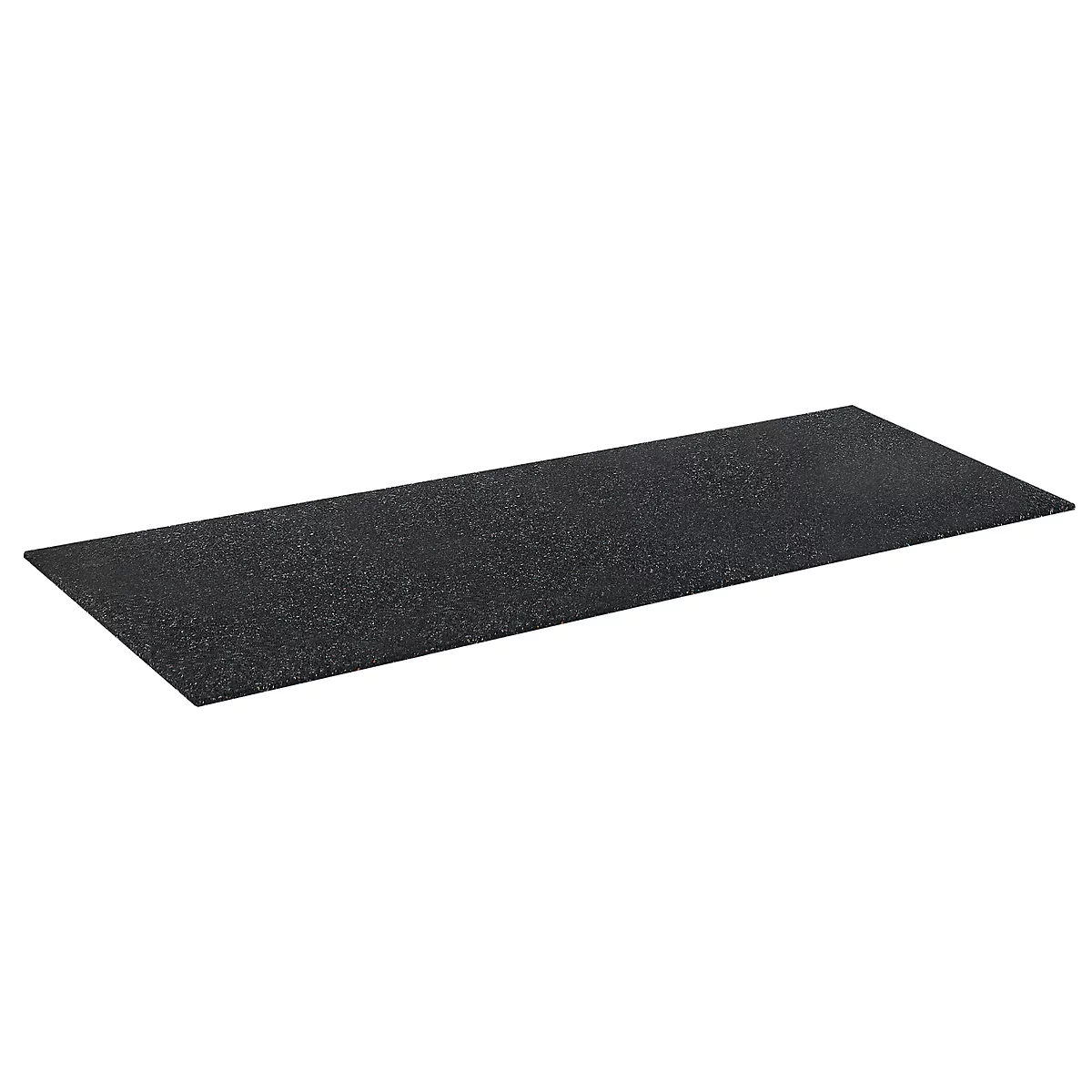 Rectangular black mat with rough surface, against a white background.
