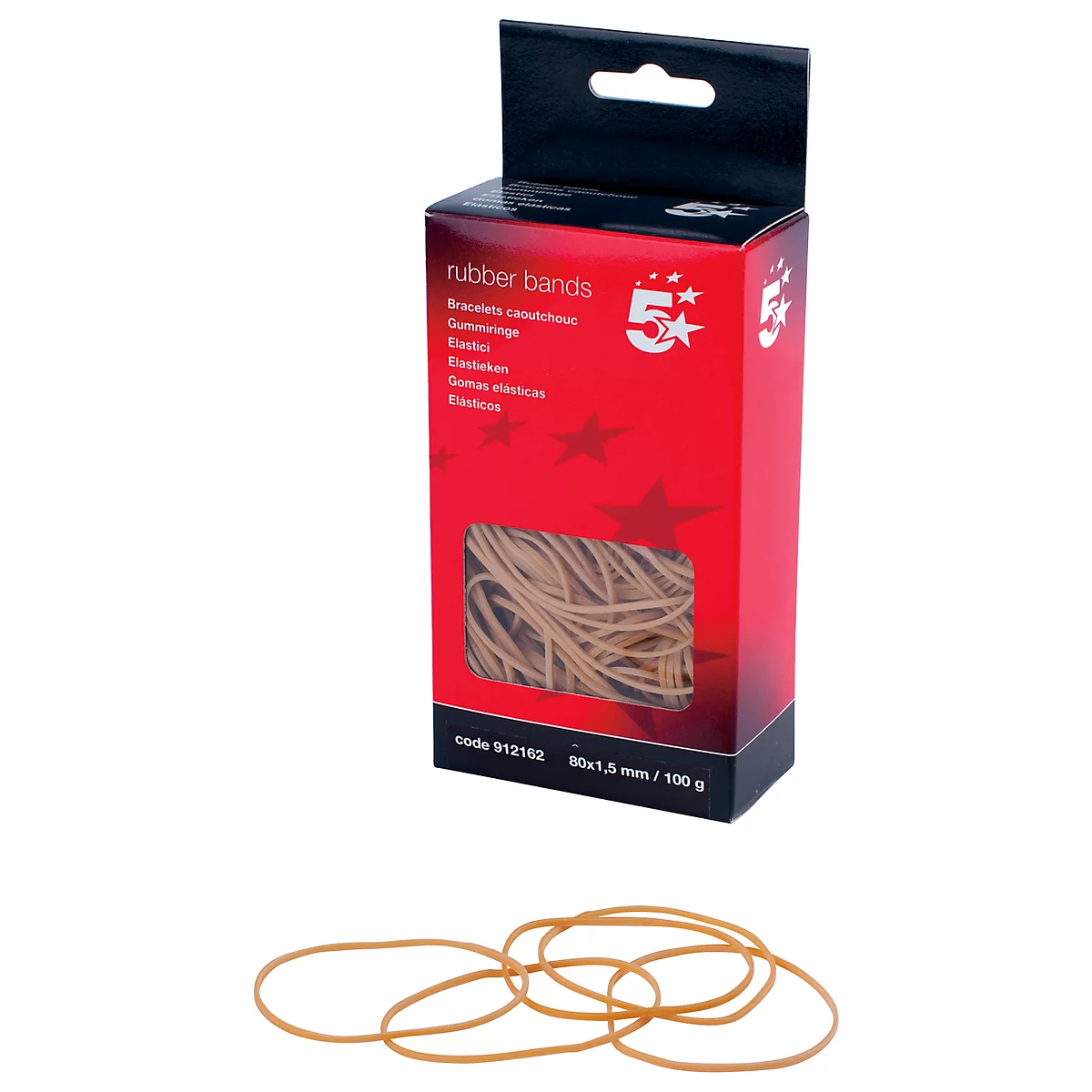 Rubberen elastiekjes breedte 1,5 mm, lengte 80 mm, doos à 100 g
