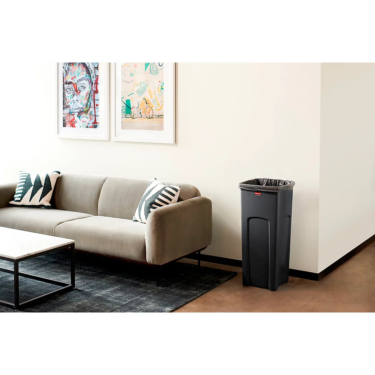 Rubbermaid Abfallbehälter Untouchable®, ohne Recycling-Logo, 87 Liter, schwarz