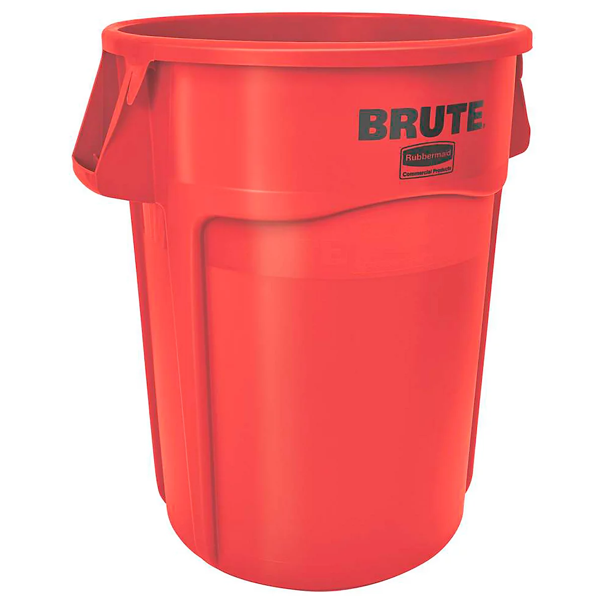 Een rode vuilnisbak met het woord "BRUTE".
