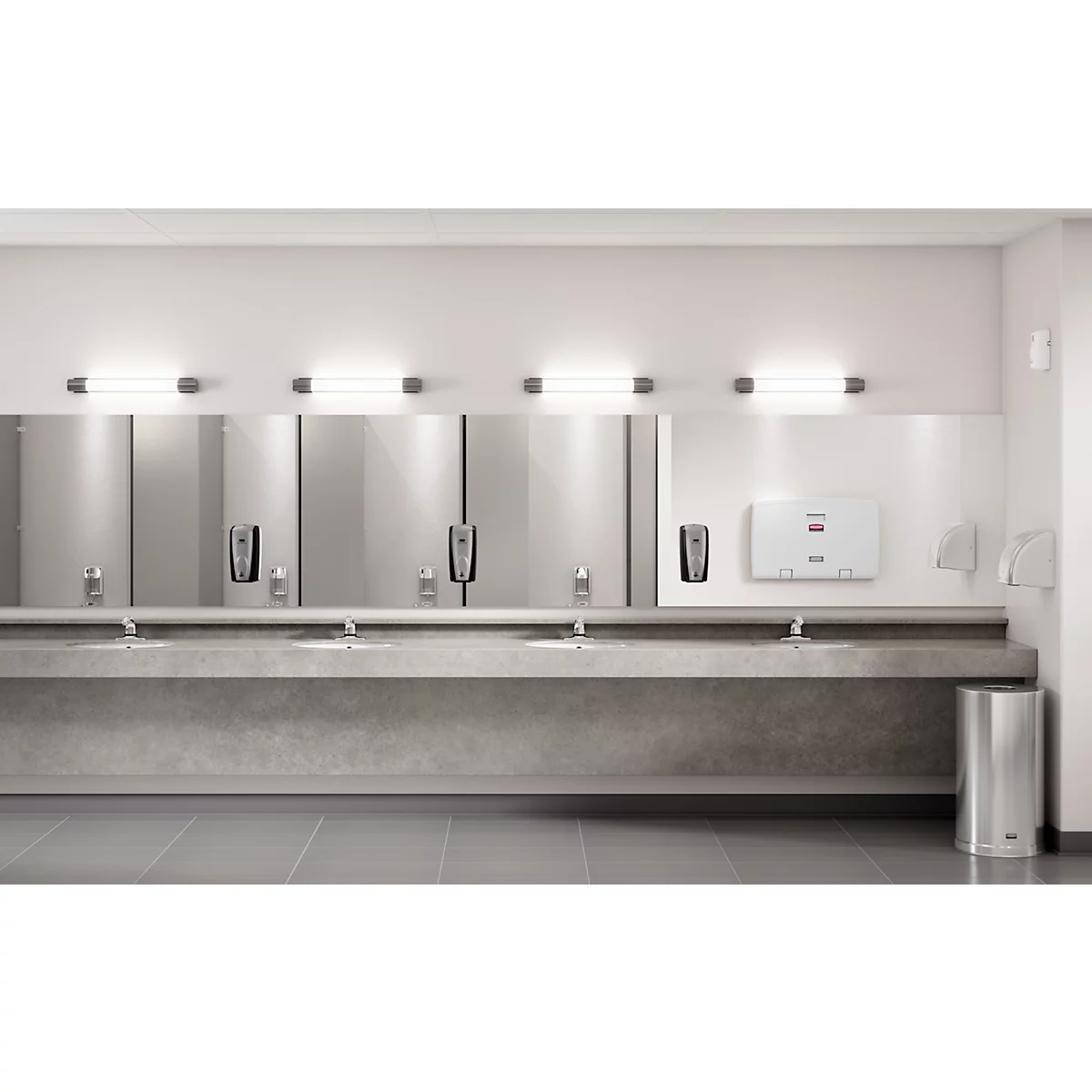 Rubbermaid® babyverschoonstation, voor horizontale wandmontage, antimicrobieel, opvouwbaar, lade, houder voor maximaal 40 documenten, PP, wit