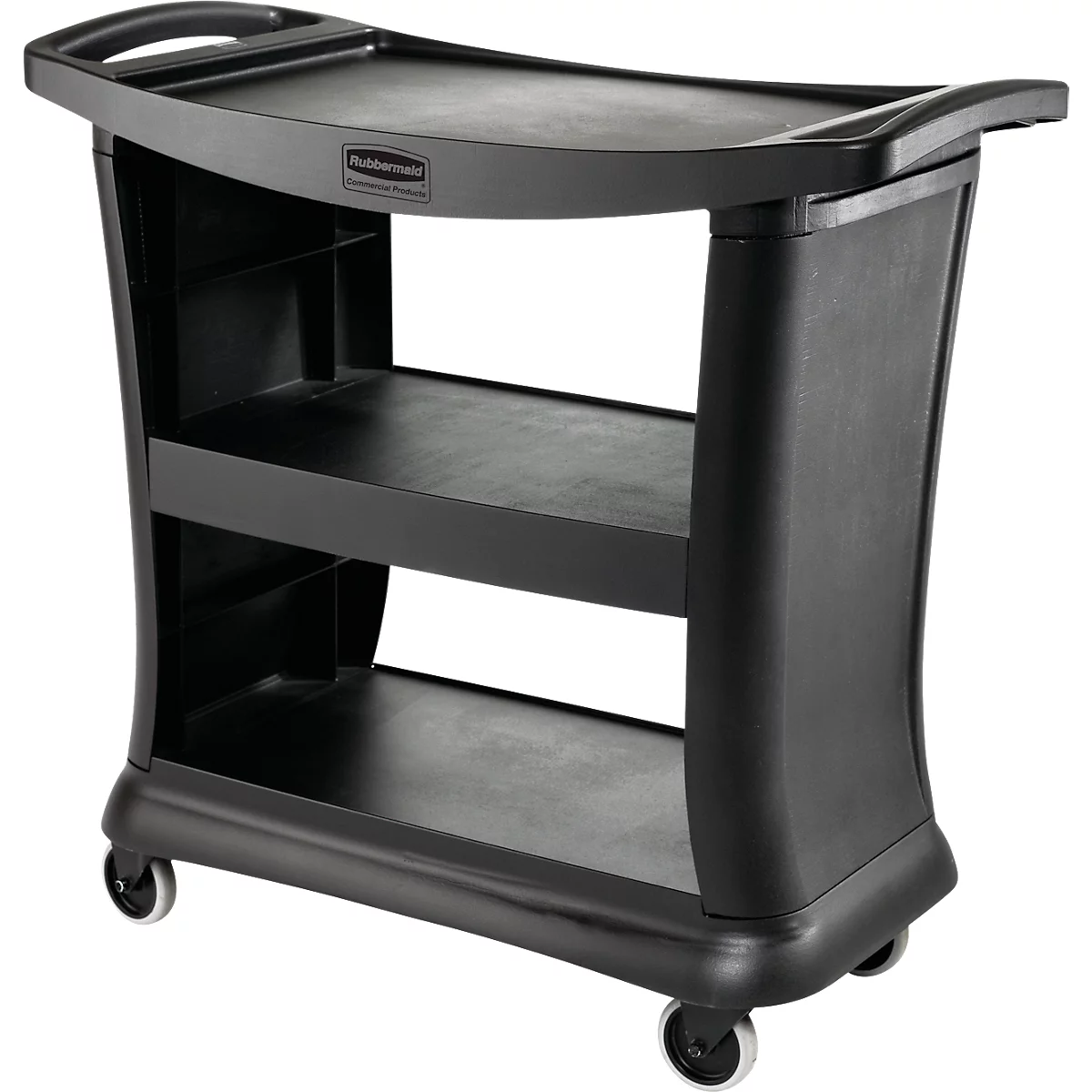Rubbermaid Executive-Serie Servicewagen, 3 Etagen, bis 135 kg, ergonomische Griffe, schwarz