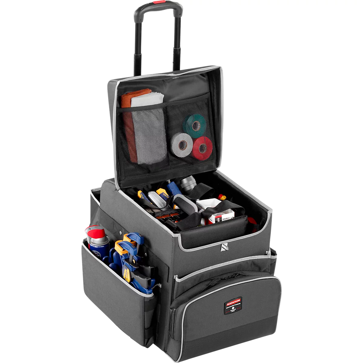 Rubbermaid® Quick Cart, klein, volume 30 l, binnencompartimenten, telescopische handgreep, L 419 x B 363 x H 432 mm, hoogwaardige kunststof, donkergrijs