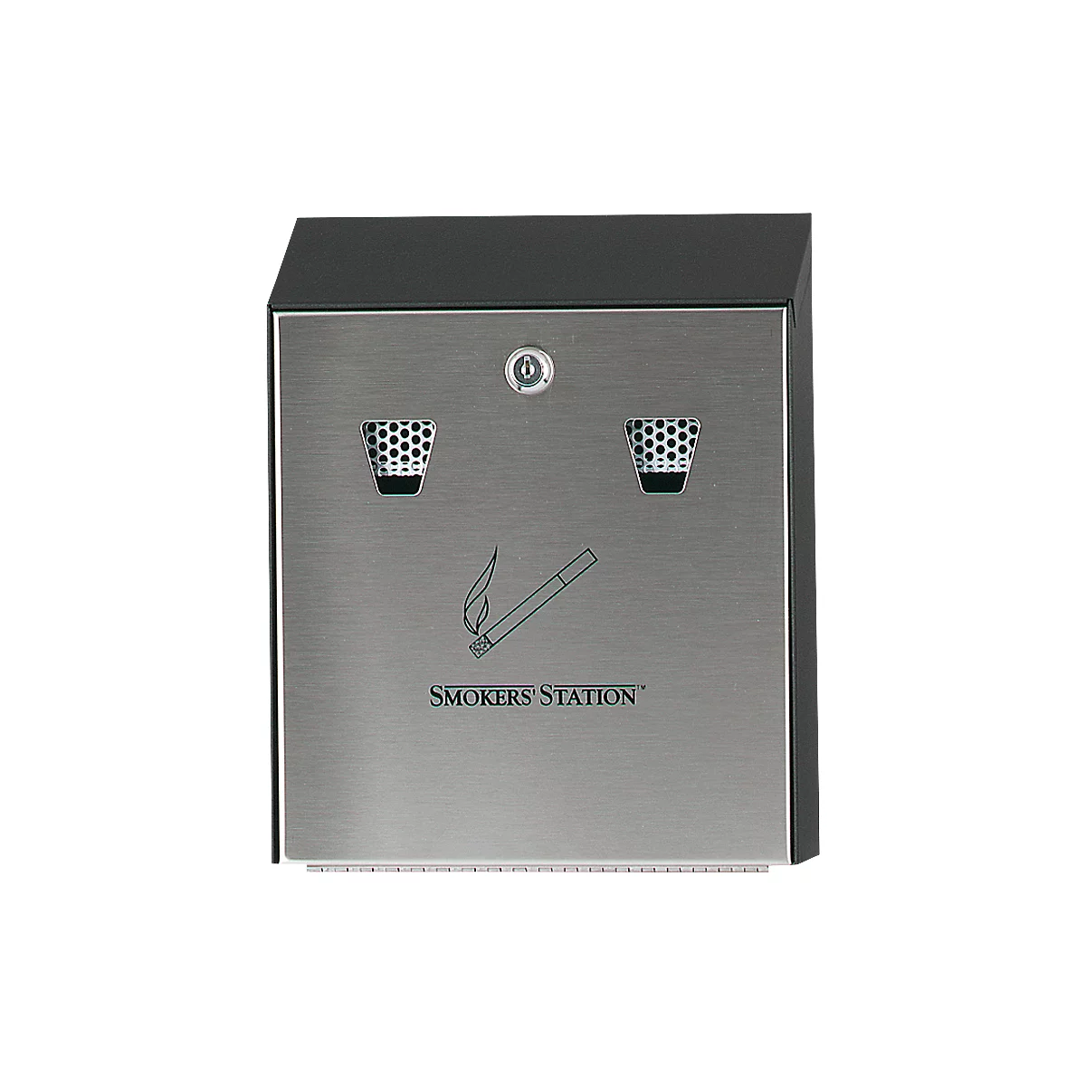Rubbermaid® Rookstation® wandasbak, voor buiten, inhoud 3,1 l, afsluitbaar, B 254 x D 76 x H 317 mm, gegalvaniseerd staal, zilver