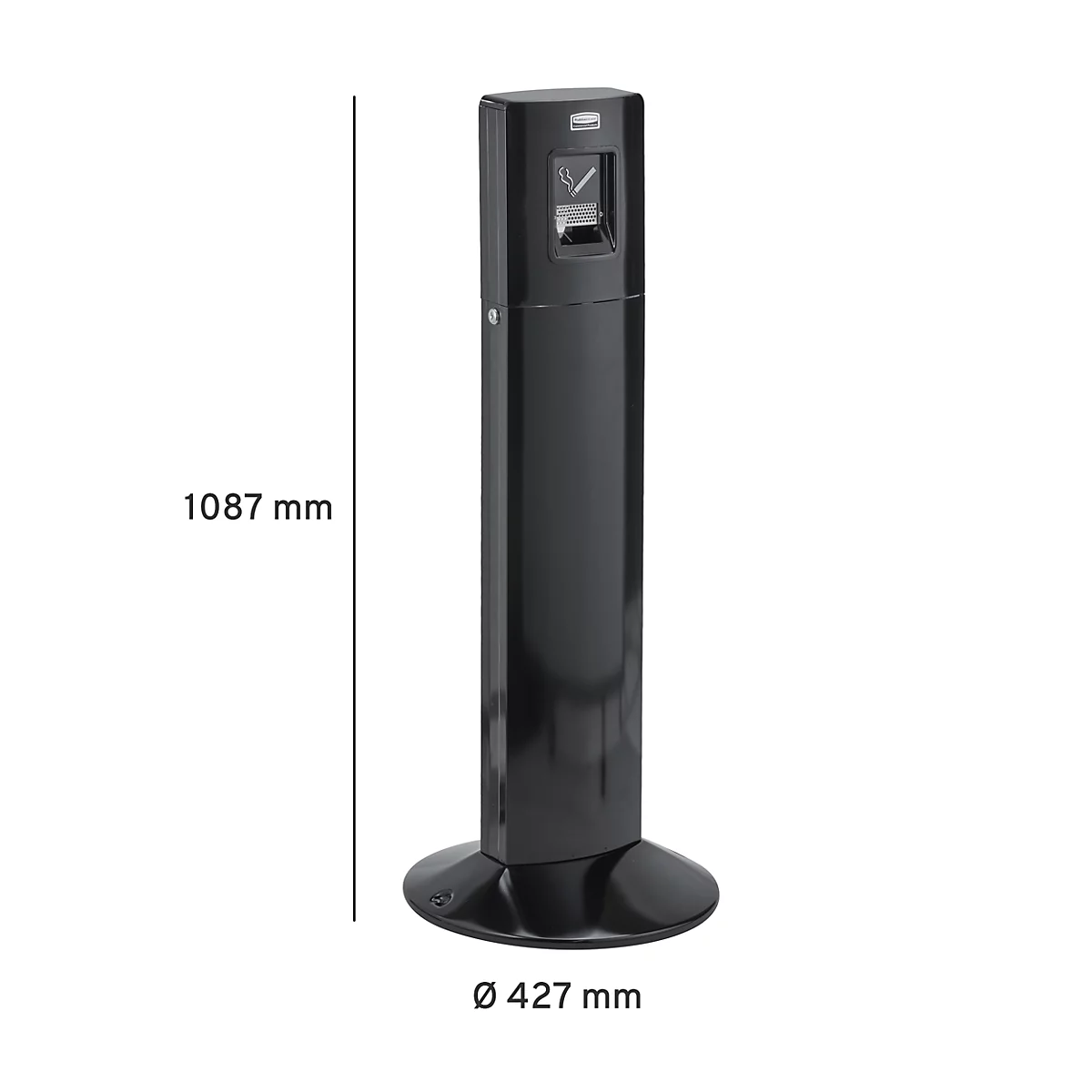 Rubbermaid Standascher Metropolitan, Aluminium, mit 6 L Inneneimer, für Außenbereich, schwarz