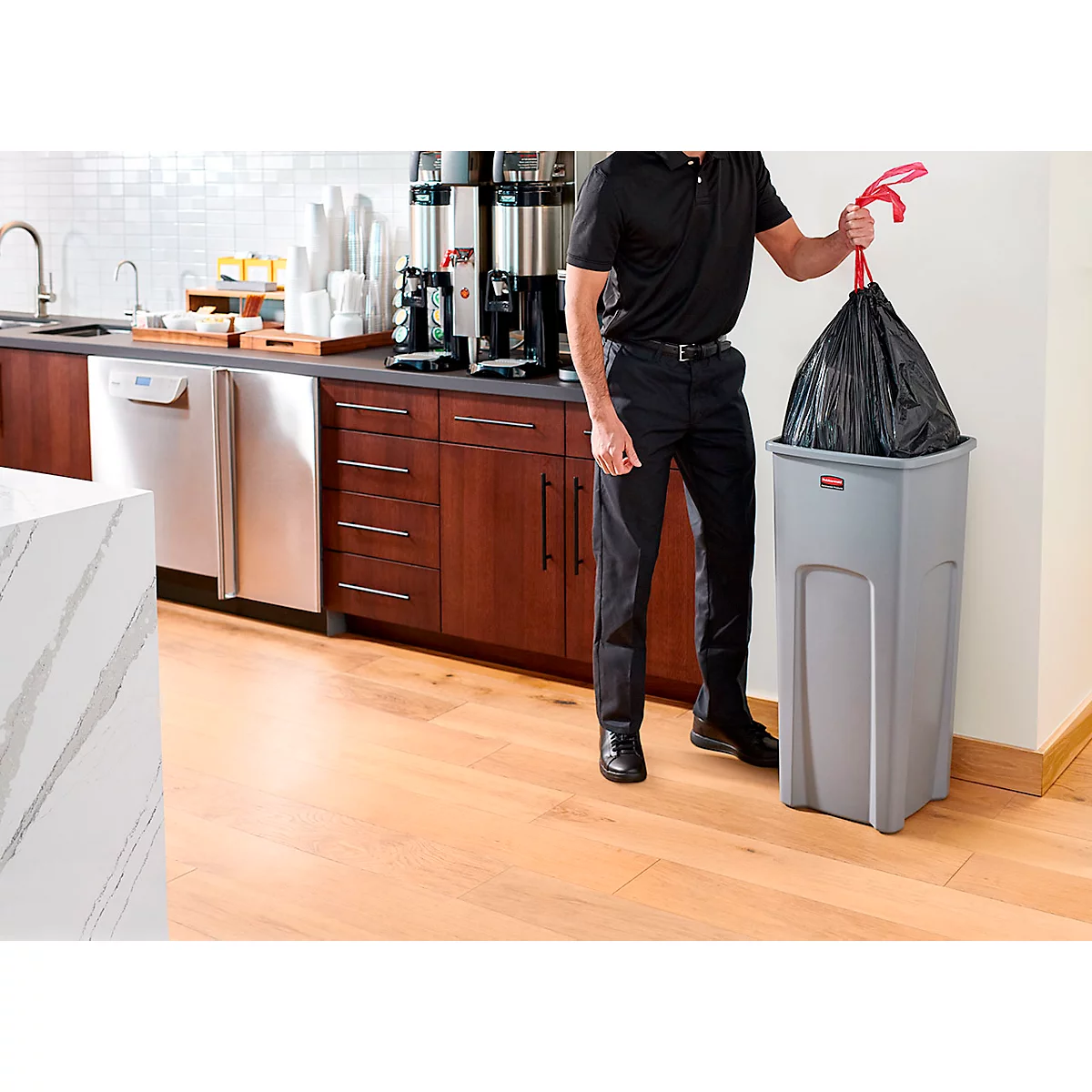 Rubbermaid Untouchable® afvalbak, zonder recyclinglogo, 87 liter, grijs
