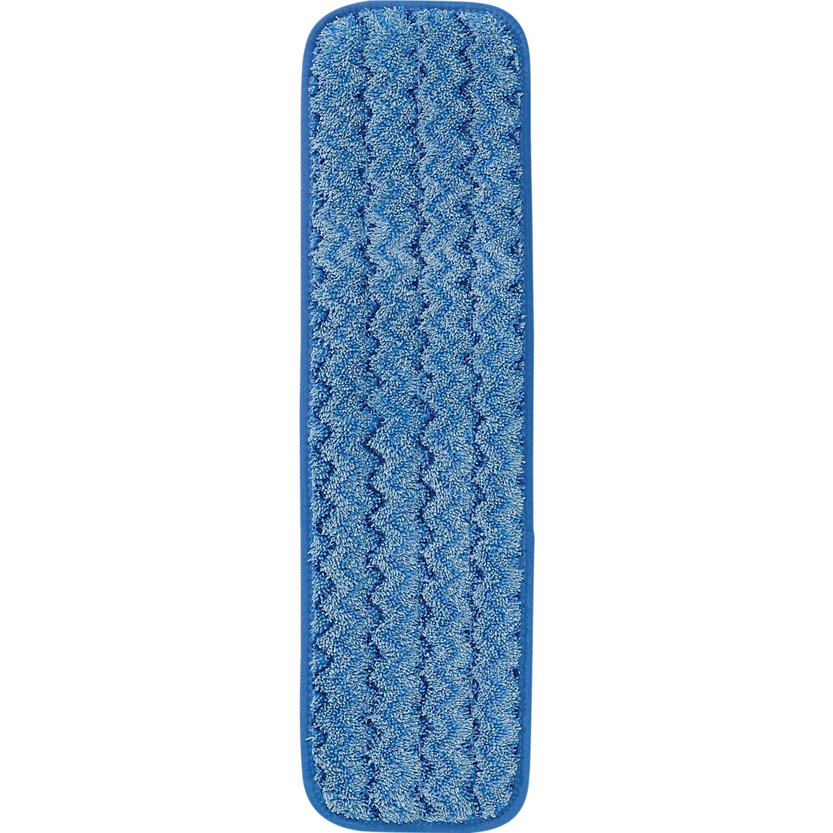 Blauer rechteckiger Wischmopp-Aufsatz mit wellenförmiger Textur und blauem Rand.