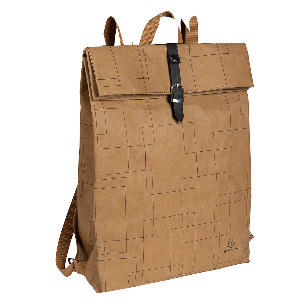 Rucksack Exacompta Eterneco, in Lederoptik, für Laptops bis 14', Dokumente bis DIN A4, B 320 x T 130 x H 430 mm, Papier, braun