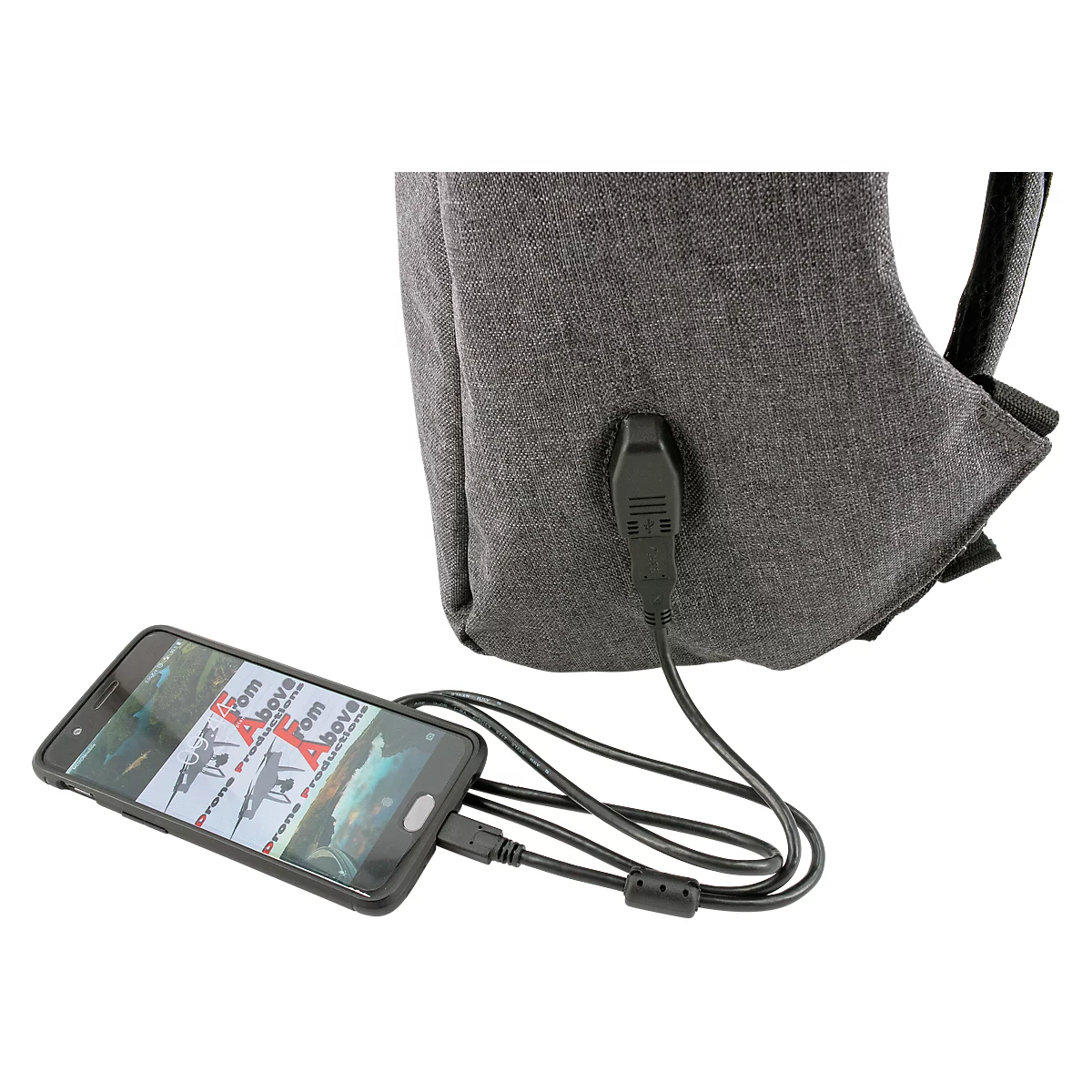 Rucksack „Safepack“, Polyester, aufklappbar, integr. USB-Ladeport, B310xT150xH450 mm