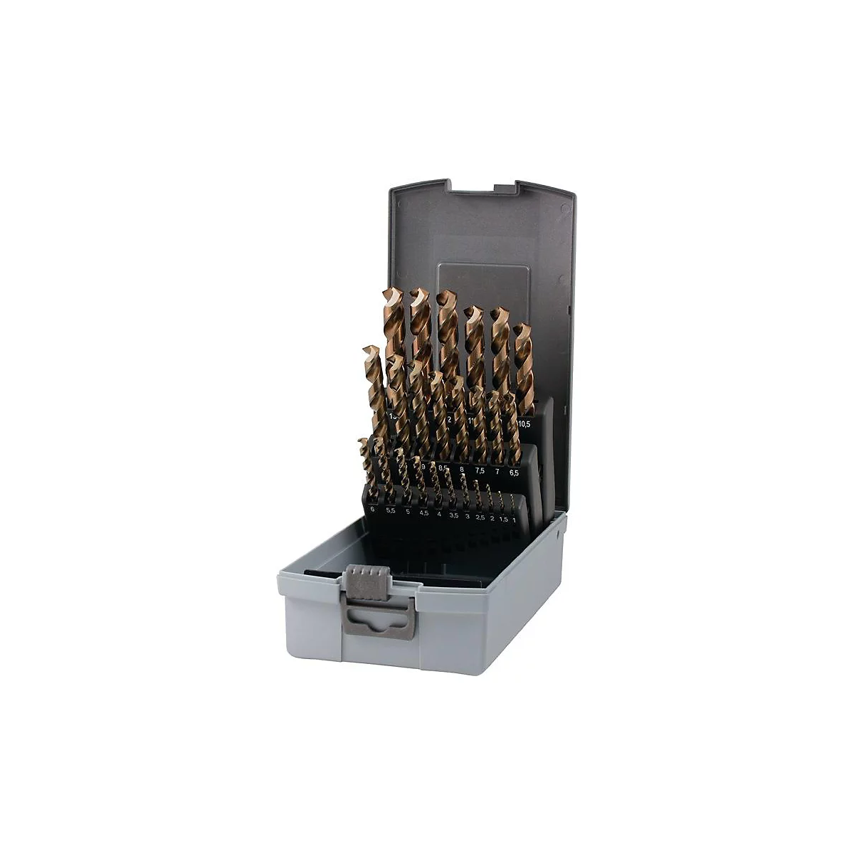 RUKO draaiboorset UNI, DIN 338, HSS-Co5, Ø 1-13 mm, 25 st., punthoek 135°, drievlakkige schacht