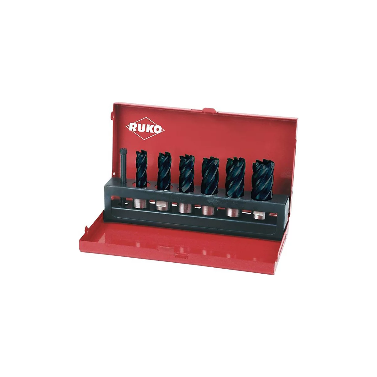 RUKO Kernbohrersatz 7tlg, Ø 12-22 mm, HSS TiAlN-beschichtet, Weldonschaft 19 mm, Bohrtiefe 30 mm