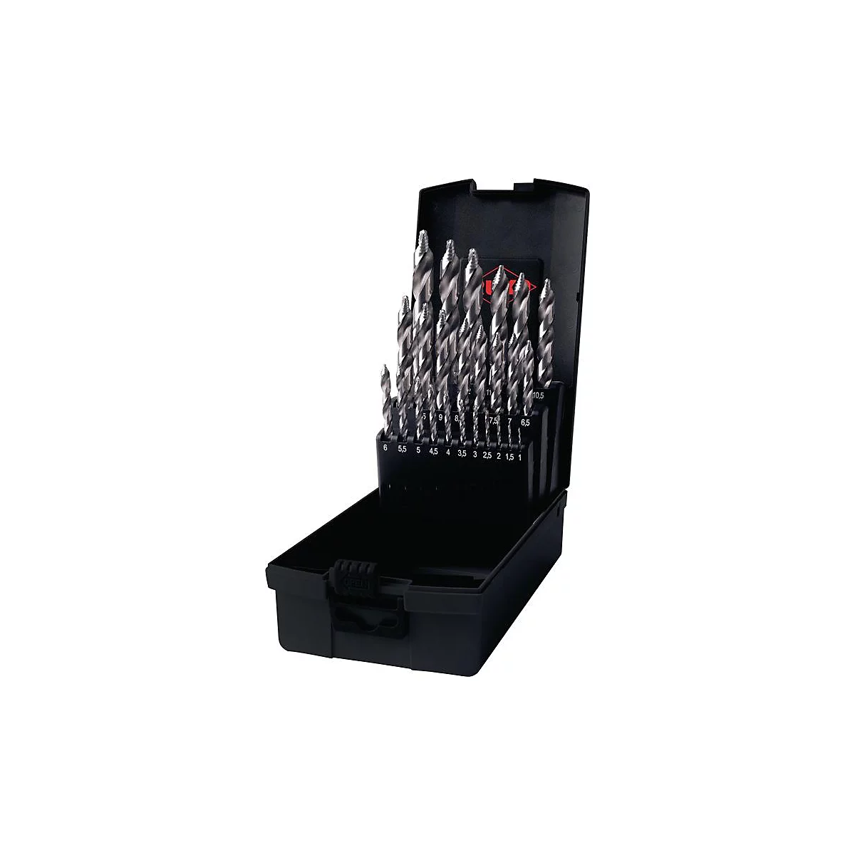 RUKO Spiralbohrersatz ULTIMATECUT FS, HSS, DIN 338, Ø 1-13 mm, 3-Flächenschaft, 25-teilig, Spitzenwinkel 118°, Kunststoffkassette