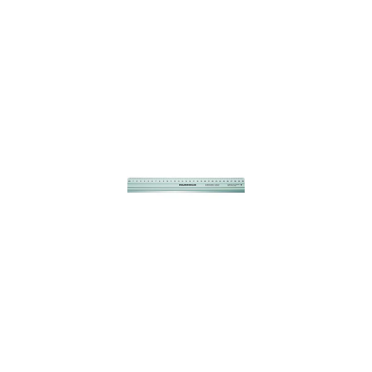 RUMOLD snijliniaal 938 105, aluminium, L 50 cm, stalen rand, anti-slip, zwaaihaak mm, zilver