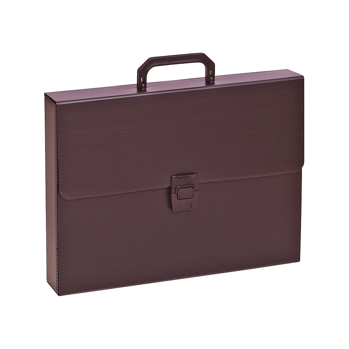 Braune Aktentasche mit Griff und Verschluss.