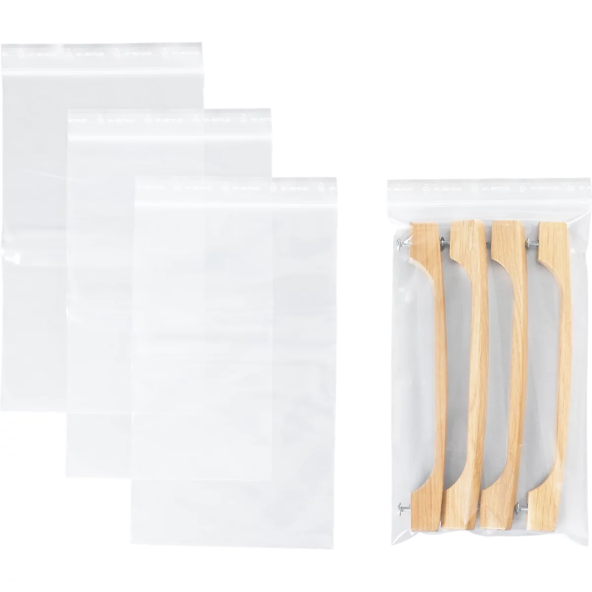 S&Z Druckverschlussbeutel, Polypropylen, 150 × 250 mm, 90 µm, 50% Regeneratanteil, transparent, ohne Druck, 1000 Stk.