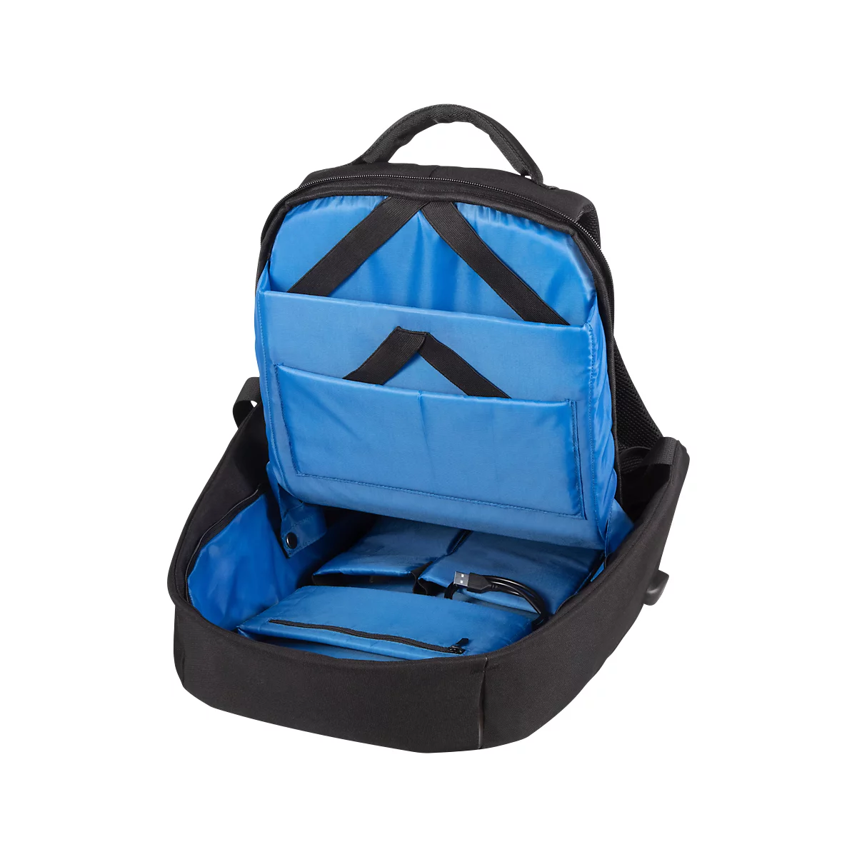 Sac à dos pour ordinateur portable LIGHTPAK®, pour 1 ordinateur portable jusqu'à 15.6' &amp; 1 tablette, compartiment principal &amp; compartiment zippé, port de charge USB, compartiment de sécurité, PET recyclé, noir