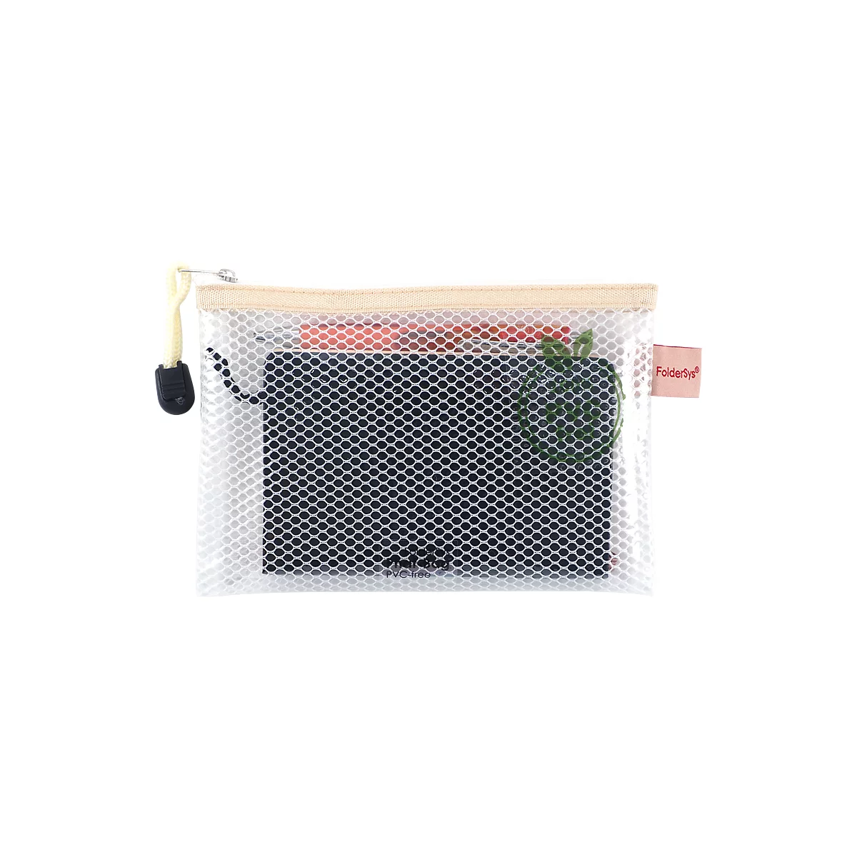 Sac à fermeture éclair FolderSys, boucle et cordon, sans PVC, plastique transparent, taille A5, 10 pièces
