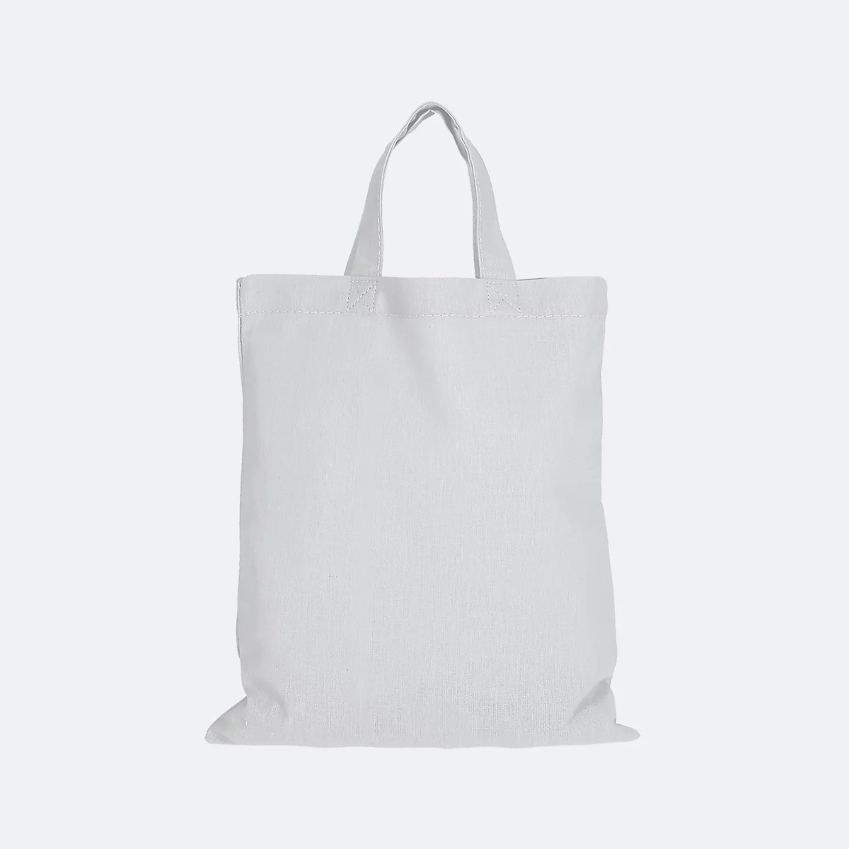 Sac fourre-tout gris clair sur fond blanc, avec deux anses.