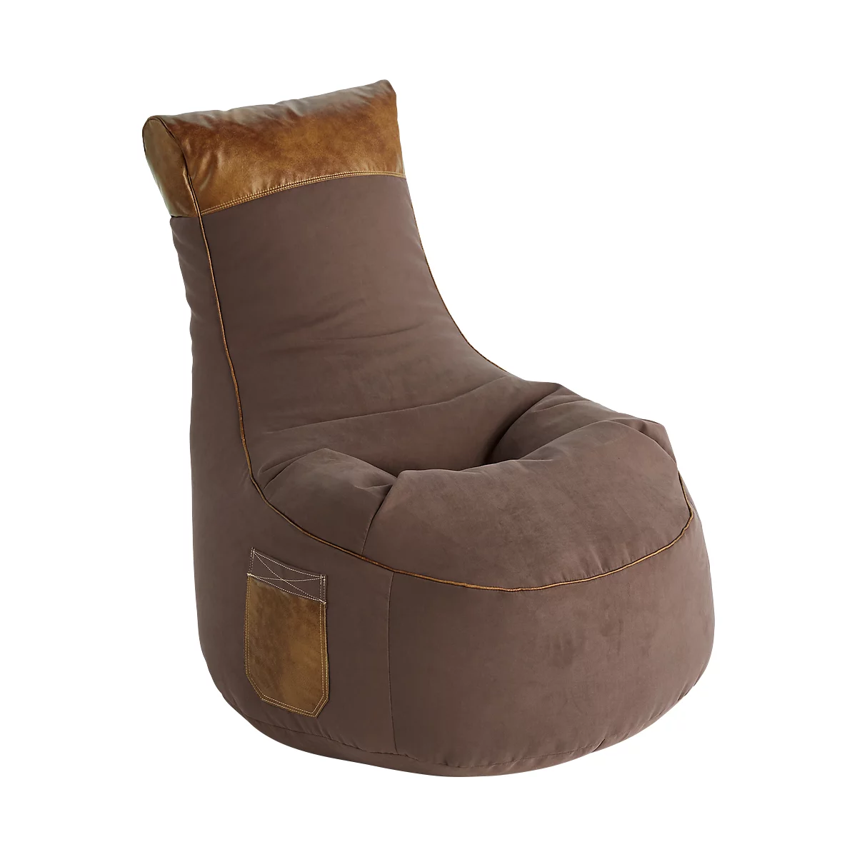 Sac pouf Pouf JAMIE Swing, aspect toile/similicuir, L 650 x P 900 x H 950 mm, marron