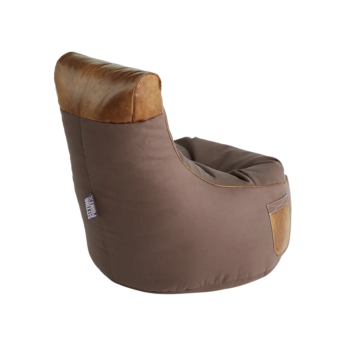 Sac pouf Pouf JAMIE Swing, aspect toile/similicuir, L 650 x P 900 x H 950 mm, marron