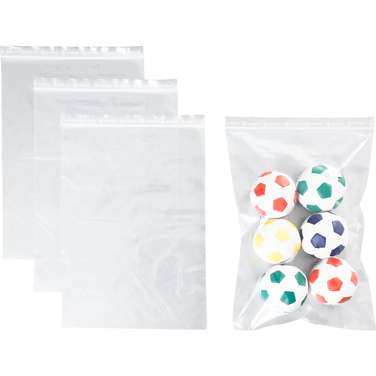 Sachets à fermeture à pression - polypropylène - 50% de matières régénérées - 250 × 350 mm - 50 µm - transparent - sans zone inscriptible - 1000 pièces par paquet