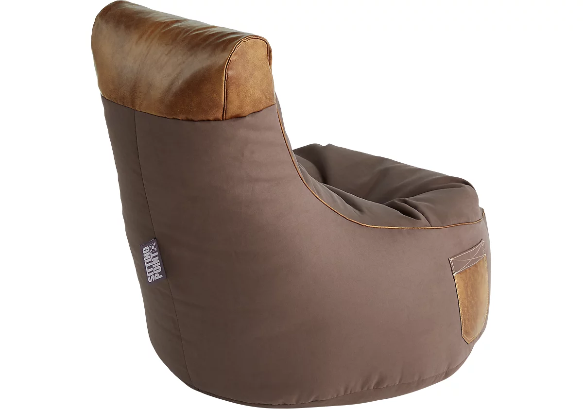 Saco de asiento JAMIE Swing, estética de lona/imitación de cuero, An 650 x P 900 x Al 950 mm, marrón