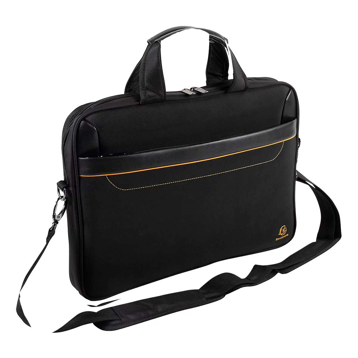 Sacoche pour ordinateur portable Exacompta Exactive®, convient pour 1 ordinateur portable jusqu'à 15,6'', compartiment zippé, boucle dorsale, 305 x 420 x 50 mm, tissu polyester, noir