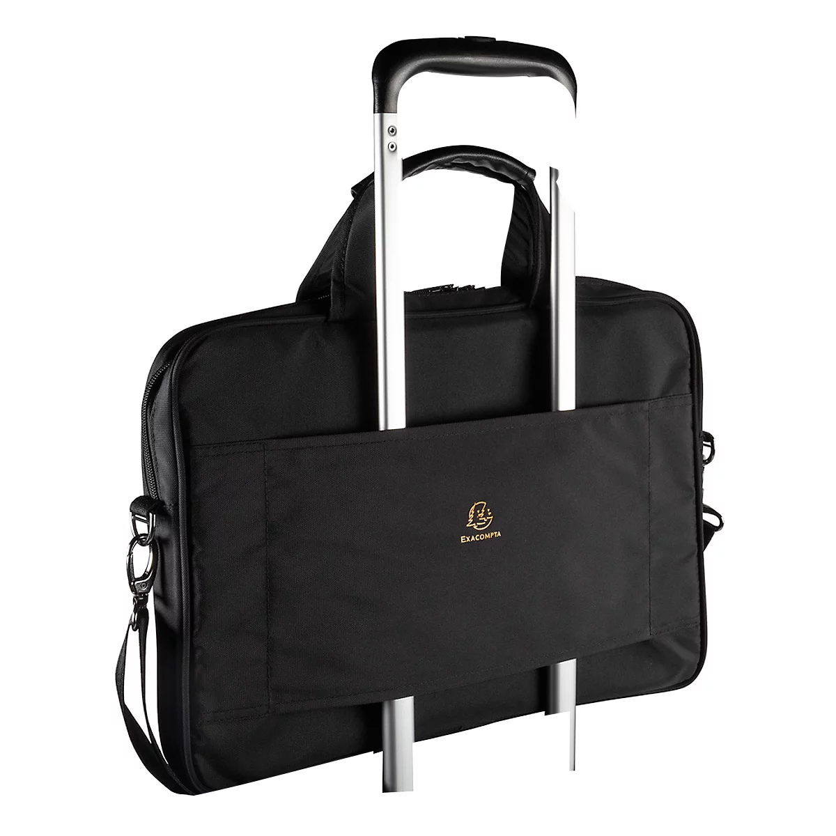 Sacoche pour ordinateur portable Exacompta Exactive®, convient pour 1 ordinateur portable jusqu'à 15,6'', compartiment zippé, boucle dorsale, 305 x 420 x 50 mm, tissu polyester, noir