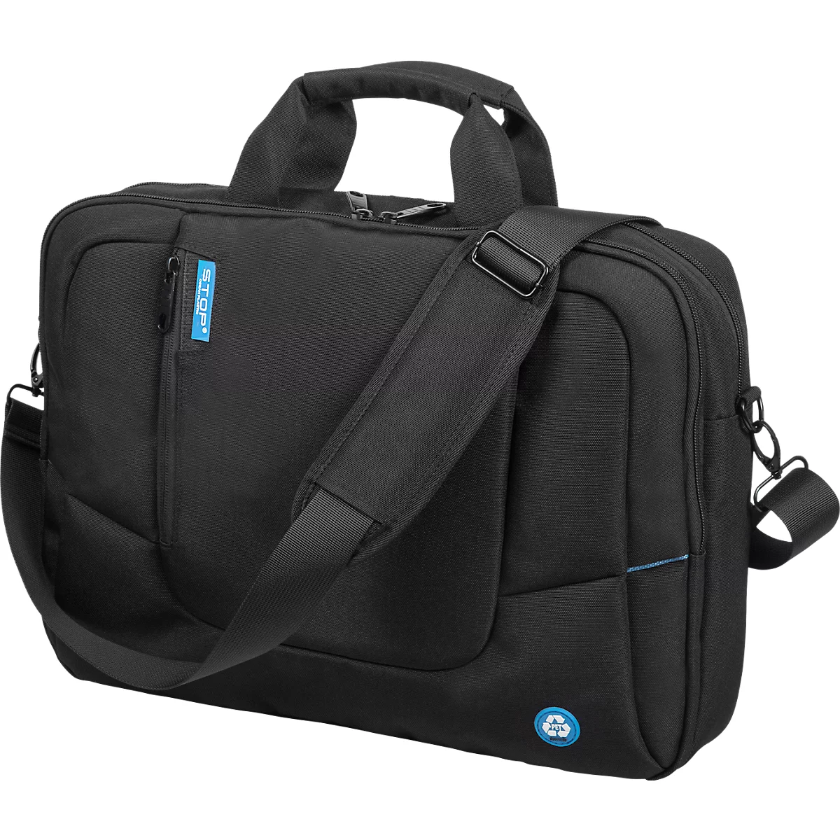 Sacoche pour ordinateur portable LIGHTPAK®, pour 1 ordinateur portable jusqu'à 17' et 1 tablette, compartiment frontal et compartiment principal, bandoulière et sangle de transport détachables, PET recyclé, noir