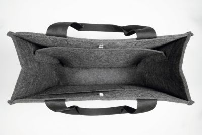 Sac De Shopping En Feutre Pliable 30L - Gris Foncé, 40x27x25 Cm, Bandoulière, Compartiments Amovibles, Lavable, Charge Max 30 Kg