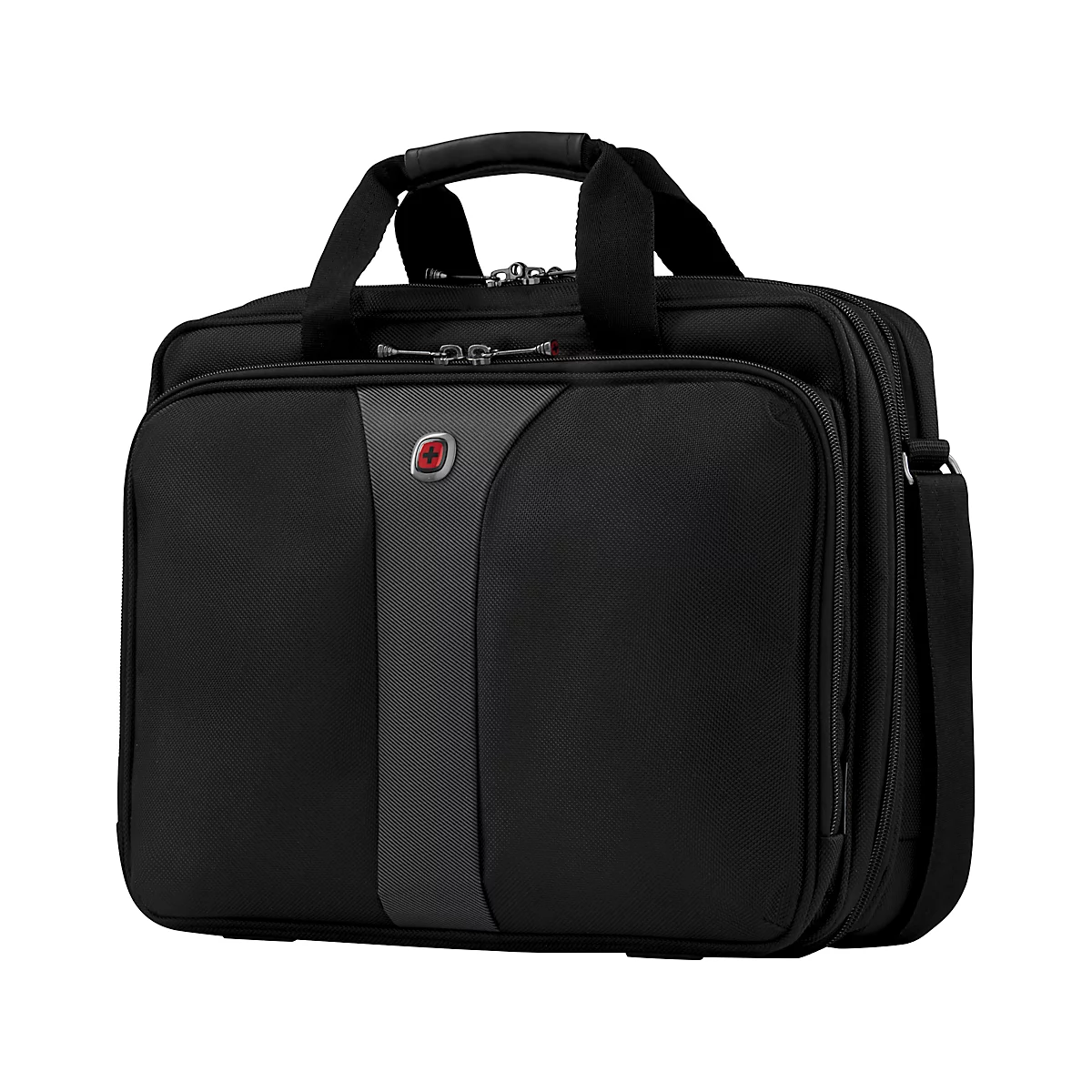 Sacoche pour ordinateur portable Wenger Legacy 16, ordinateurs portables jusqu'à 16', compartiment pour ordinateur portable, fixation trolley, L 400 x H 310 x L 180 mm, 15 l, polyester/nylon, noir/gris