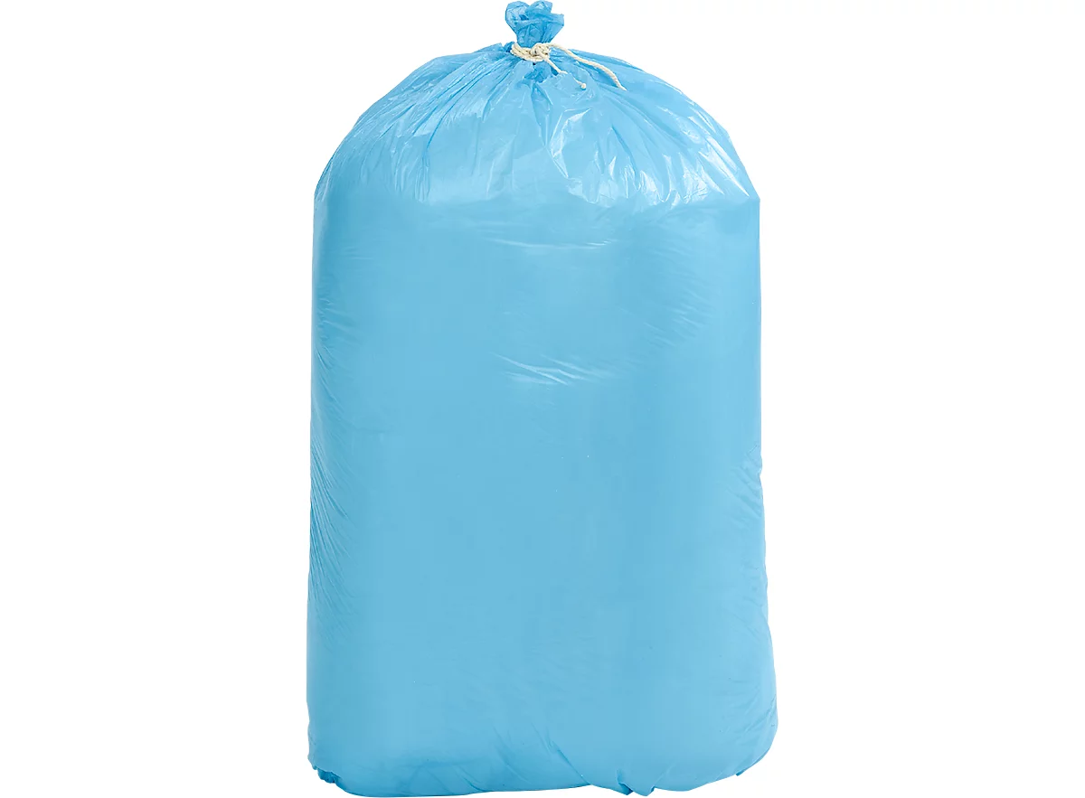 Sacs poubelle en polyéthène HDPE, L 1100 x l. 700 mm,120 litres, bleu, paquet de 250 pièces