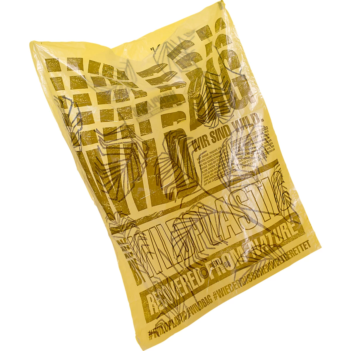 Sacs poubelle Wildplastic® - LDPE recyclé - L 750 x H 570 mm - 35 L - 25 µm - 100 % recyclables - transparent - 15 rouleaux de 12 sacs