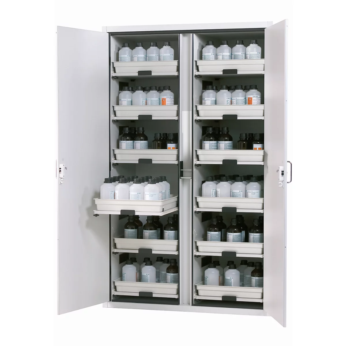 Säuren- und Laugenschrank asecos SL-CLASSIC, Flügeltüren, Front Lichtgrau, B 1197 x T 603 x H 1965 mm