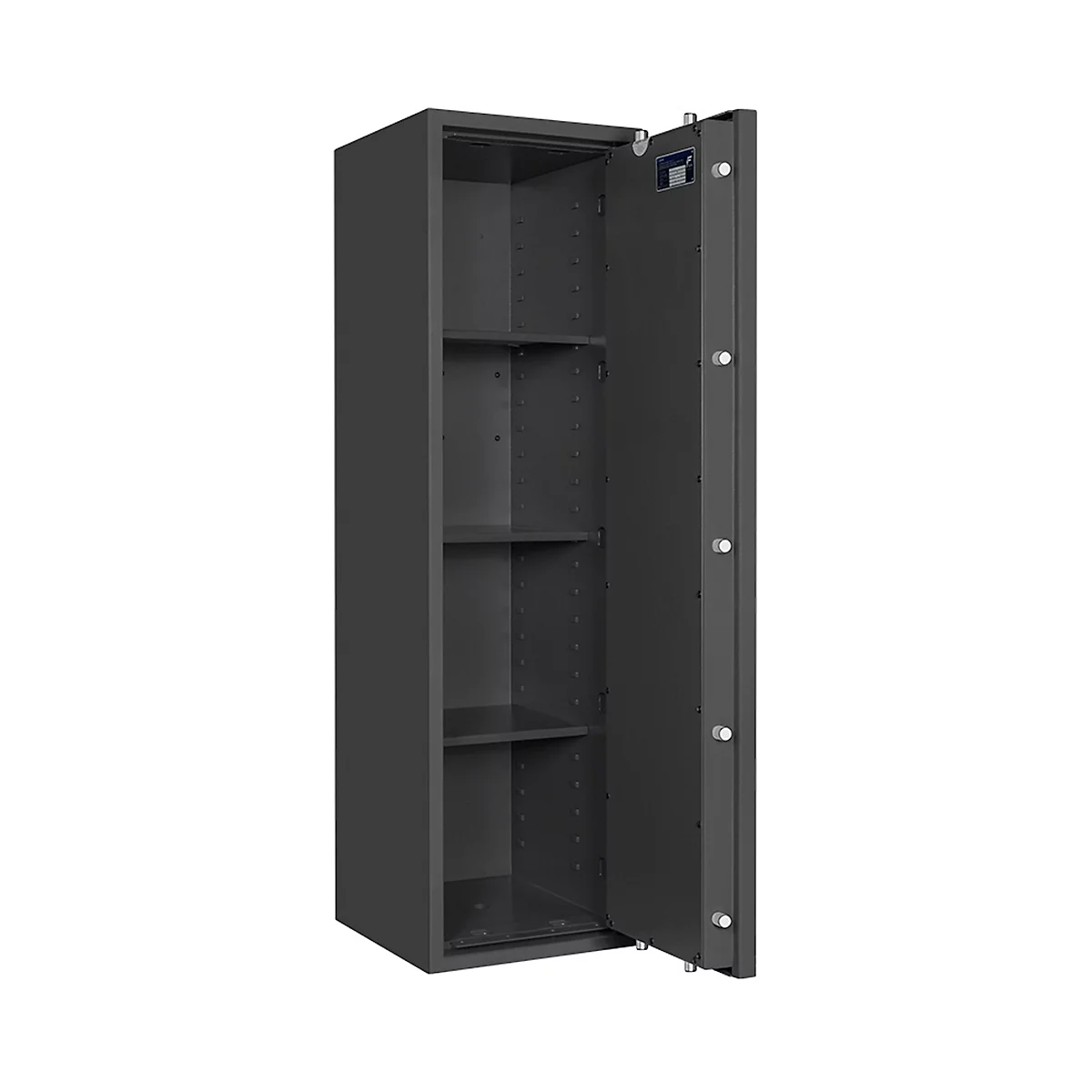 Safe Lyra 12, klasse I volgens EN 1143-1, 125 l, deur rechts draaiend, dubbelbaardsluiting, 3 etages, B 400 x D 420 x H 1400 mm, grafietgrijs RAL 7024