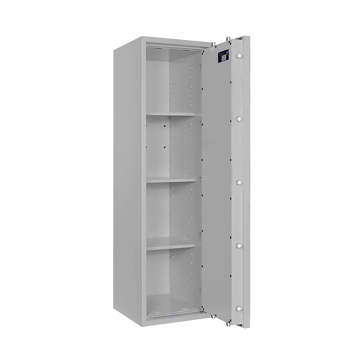 Safe Lyra 12, klasse I volgens EN 1143-1, 125 l, deur rechts draaiend, dubbelbaardsluiting, 3 etages, B 400 x D 420 x H 1400 mm, lichtgrijs RAL 7035