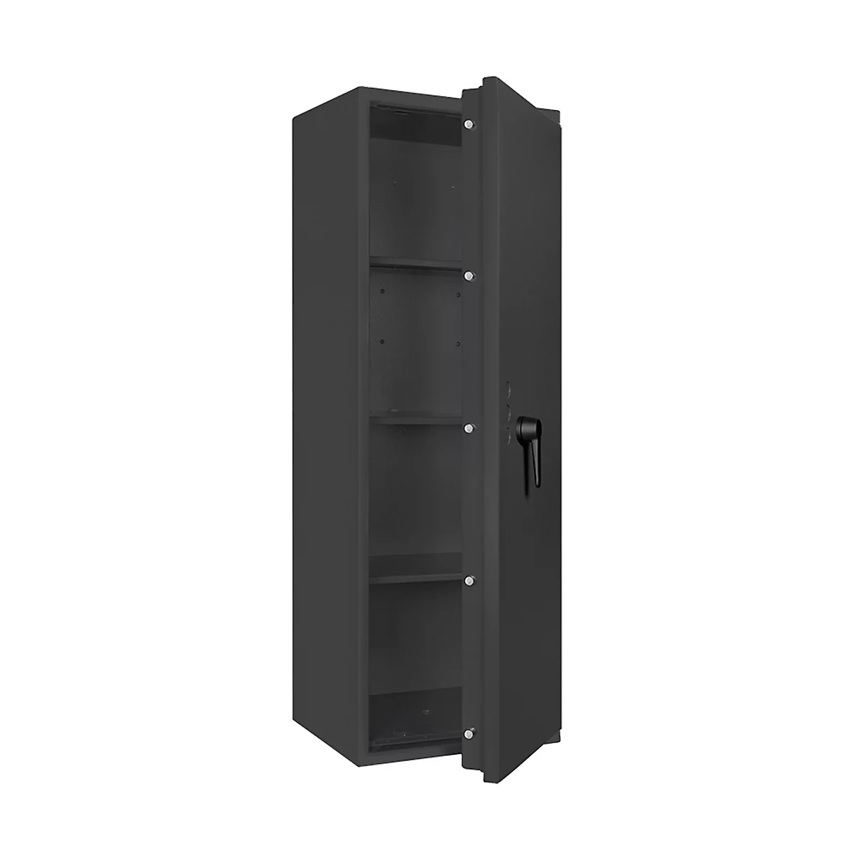 Safe Lyra 14, klasse 0 volgens EN 1143-1, 165 l, deur rechts draaiend, dubbelbaardsluiting, 3 etages, B 500 x D 420 x H 1400 mm, grafietgrijs RAL 7024