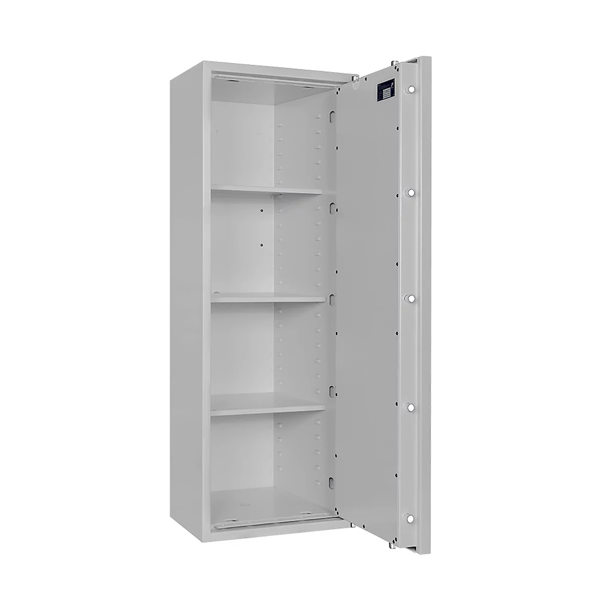 Safe Lyra 14, klasse 0 volgens EN 1143-1, 165 l, deur rechts draaiend, dubbelbaardsluiting, 3 etages, B 500 x D 420 x H 1400 mm, lichtgrijs RAL 7035