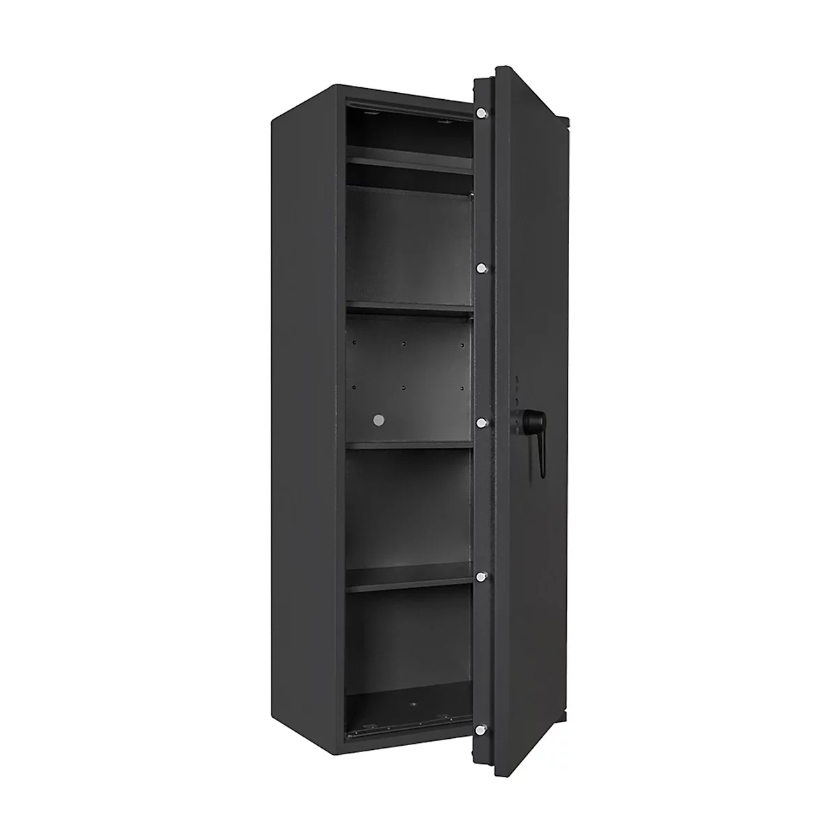 Safe Lyra 16, klasse I volgens EN 1143-1, 252 l, deur rechts draaiend, dubbelbaard slot, 4 legborden, B 650 x D 420 x H 1550 mm, grafietgrijs RAL 7024