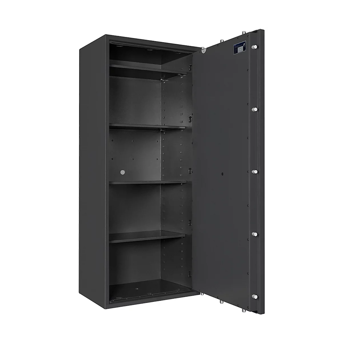 Safe Lyra 16, klasse I volgens EN 1143-1, 252 l, deur rechts draaiend, dubbelbaard slot, 4 legborden, B 650 x D 420 x H 1550 mm, grafietgrijs RAL 7024