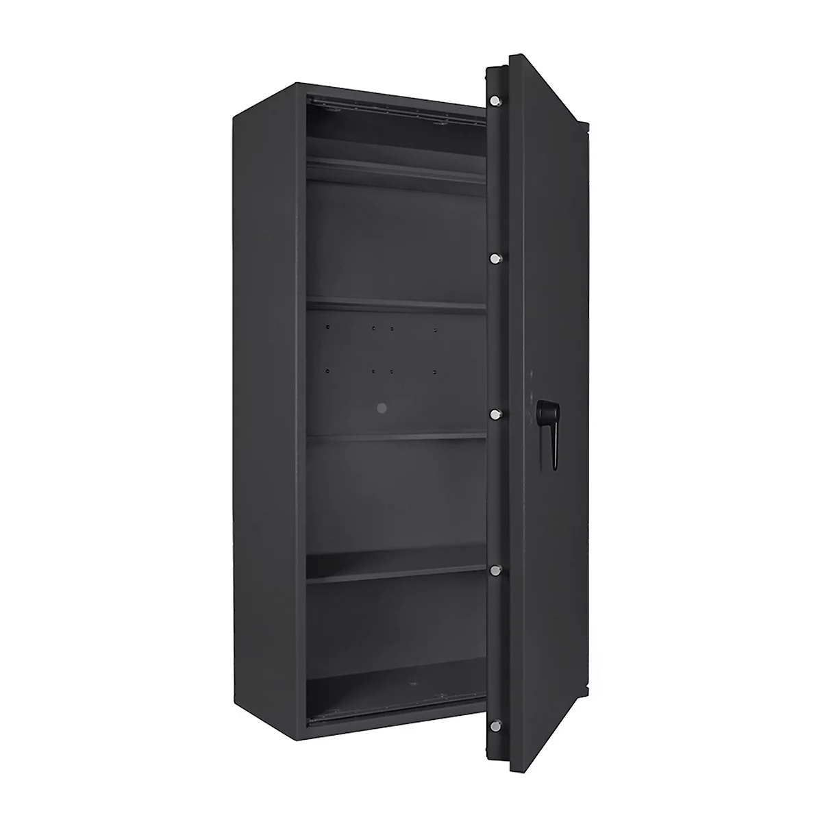 Safe Lyra 18, klasse 0 volgens EN 1143-1, 341 l, deur rechts draaiend, dubbelbaardsluiting, 4 etages, B 850 x D 420 x H 1550 mm, grafietgrijs RAL 7024