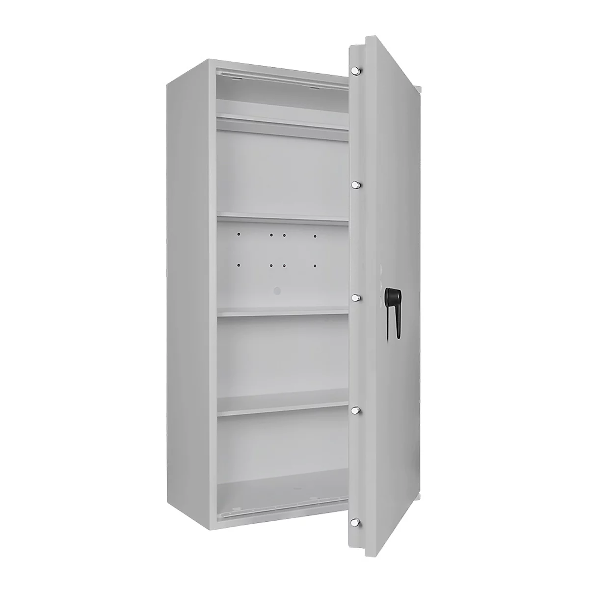 Safe Lyra 18, klasse I volgens EN 1143-1, 341 l, deur rechts draaiend, dubbelbaardsluiting, 4 etages, B 850 x D 420 x H 1550 mm, lichtgrijs RAL 7035