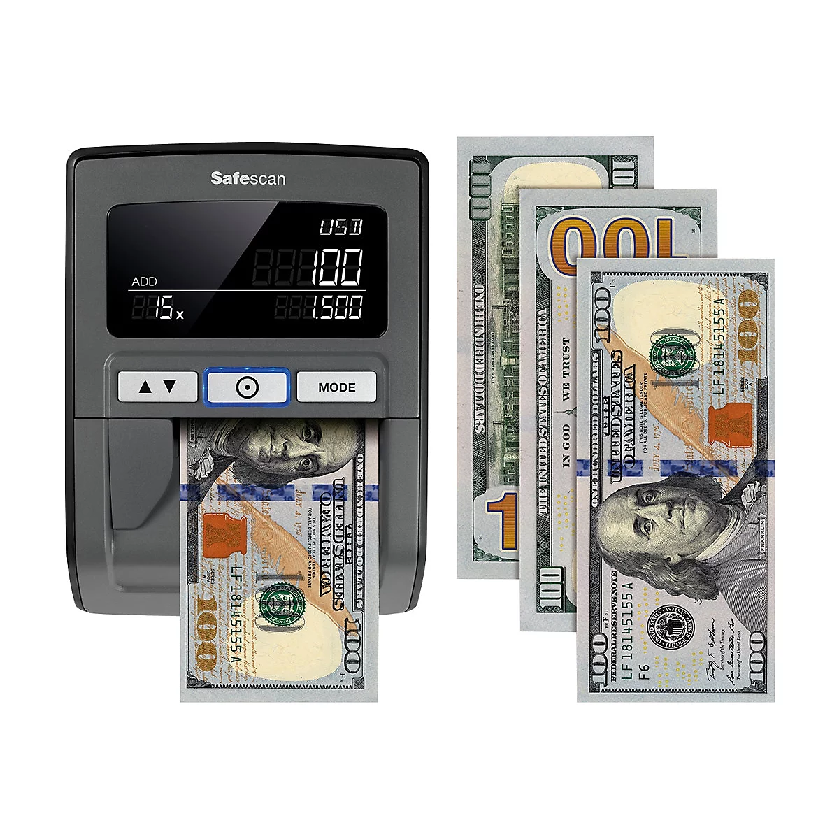 Safescan 185-S - Fälschungsdetektor - automatisch - EUR, GBP, USD, SGD, HKD, CNY, JPY, MYR - Schwarz